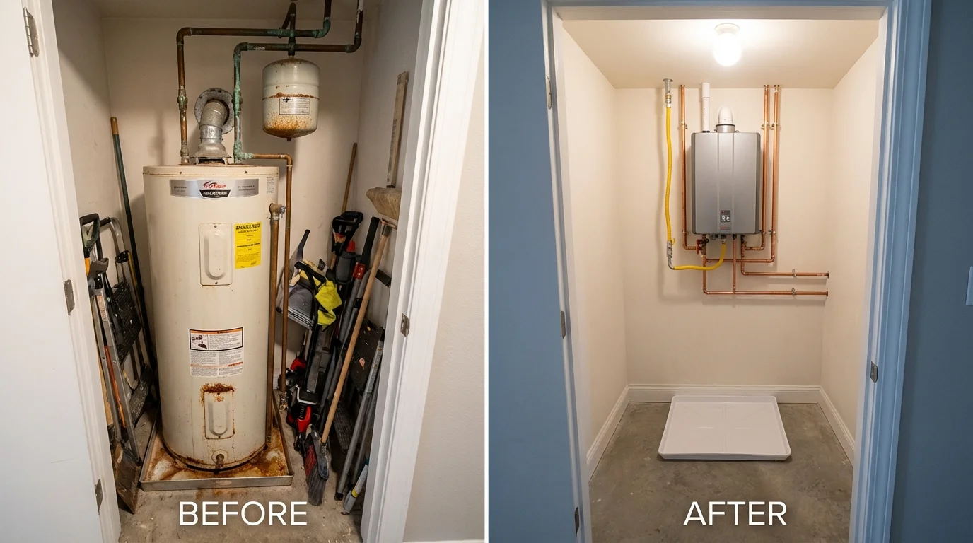 Tank water heater versus wall-mounted tankless unit comparison for Bristol, IN homeowners